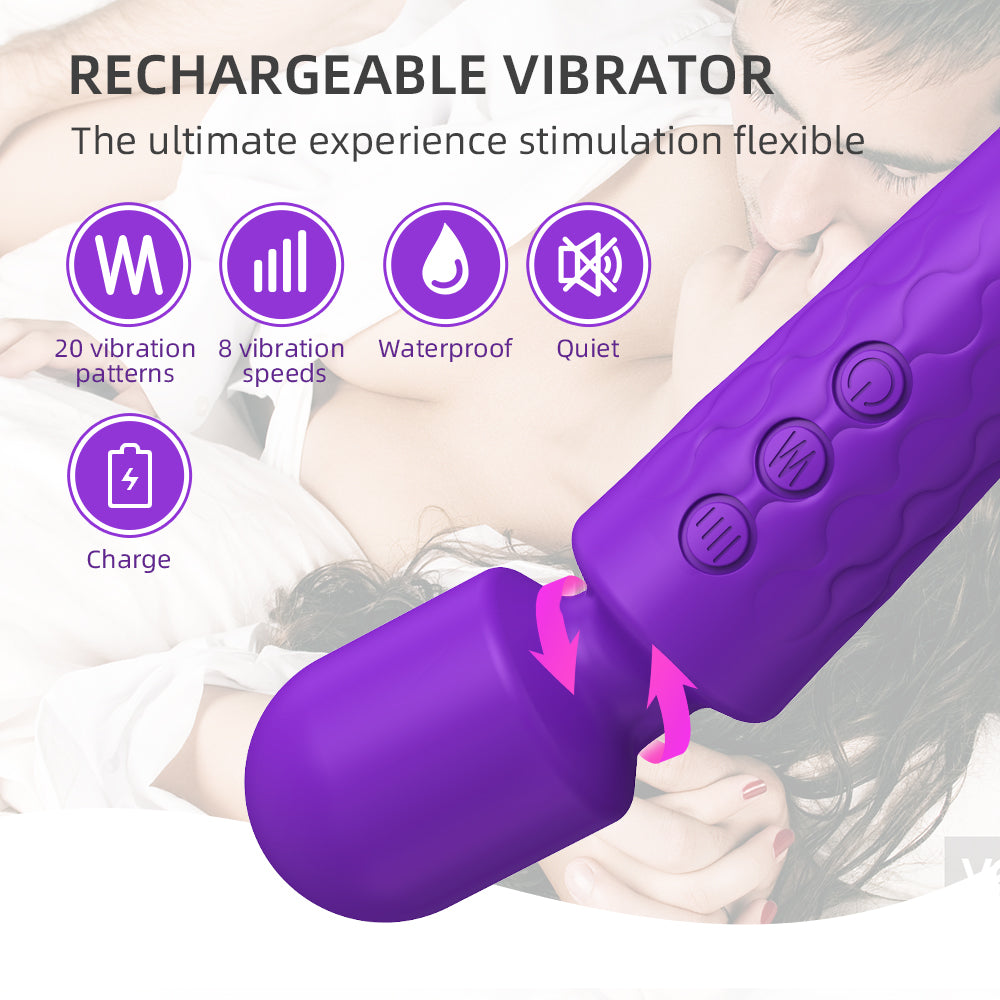 Powerful Wand Massager – 8 Speeds & 20 Vibration Patterns