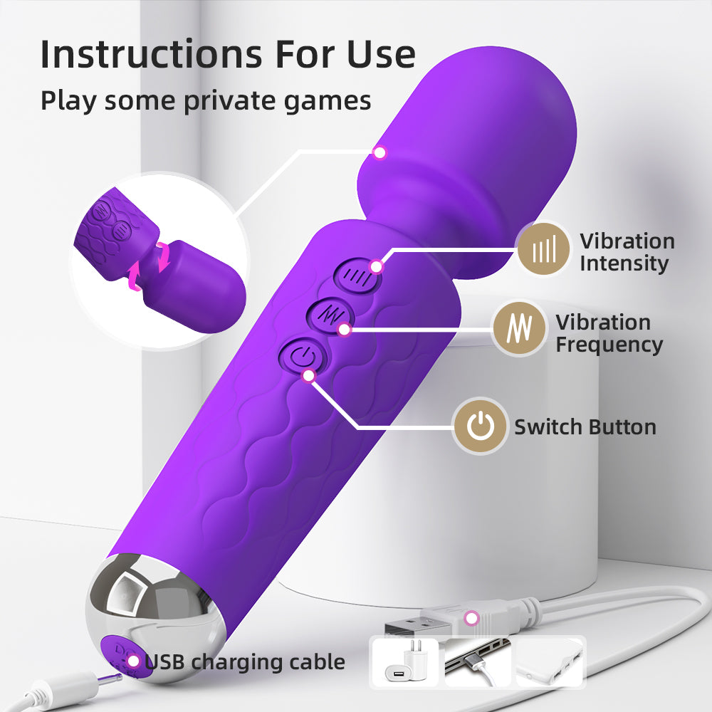 Powerful Wand Massager – 8 Speeds & 20 Vibration Patterns