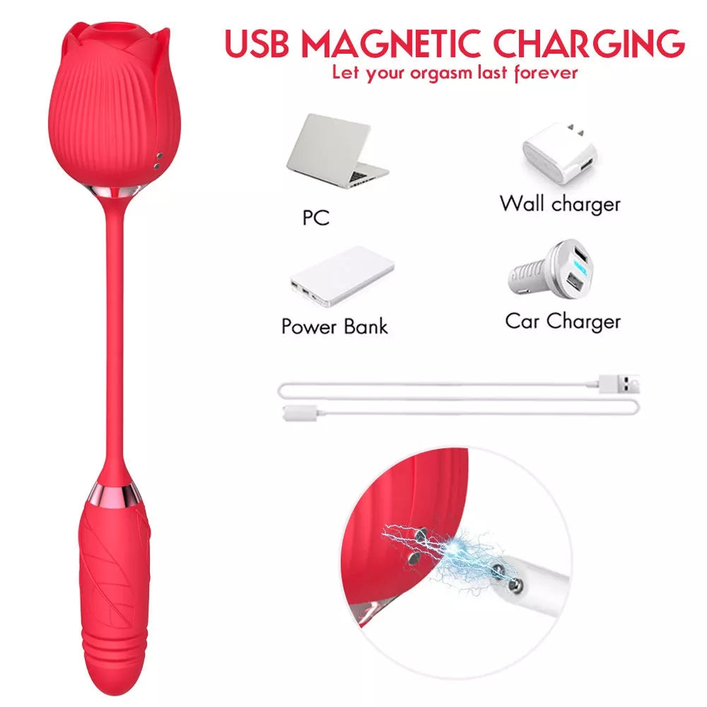 SAOKAY Bloom Dual Stimulator – Rechargeable Suction & Vibrating Massager