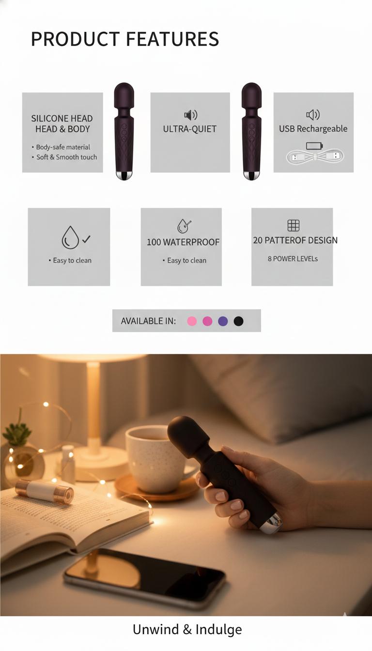 Powerful Wand Massager – 8 Speeds & 20 Vibration Patterns