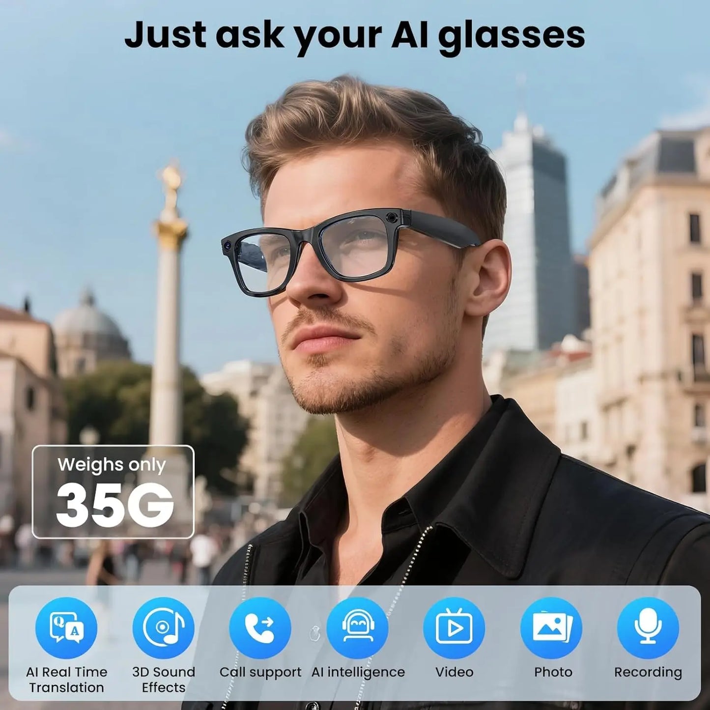 2026 Smart Glasses HD Photo Video OpenAI Record Translation Touch Photochromic Lenses Bluetooth Call Music Multifunction Glasses