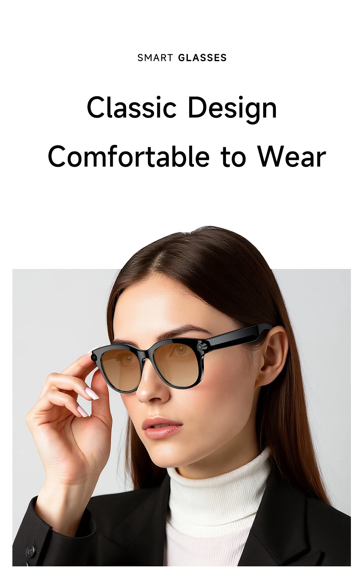 Smart Sunglasses for Men And Women with 200W HD Camera AI Photo Recognition Video Recording 290mAh Battery 512M Storage