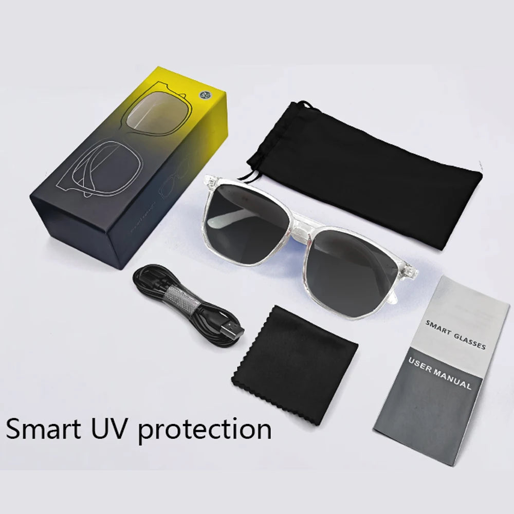 Smart Glasses: BT 5.3 Calls, Wireless Music, AI Voice, Camera & Polarized UV400 Lenses. Touch Control & Anti-blue Light.