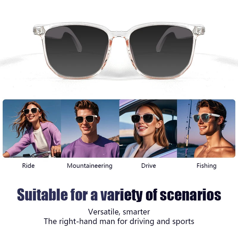 Smart Glasses: BT 5.3 Calls, Wireless Music, AI Voice, Camera & Polarized UV400 Lenses. Touch Control & Anti-blue Light.