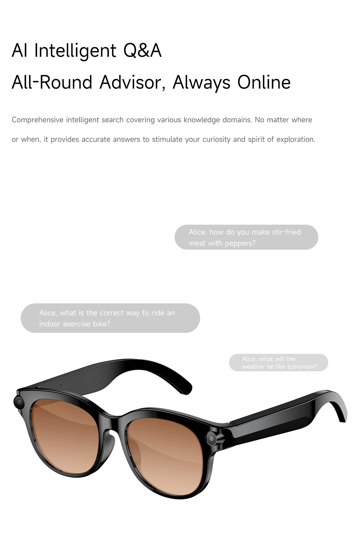 Smart Sunglasses for Men And Women with 200W HD Camera AI Photo Recognition Video Recording 290mAh Battery 512M Storage
