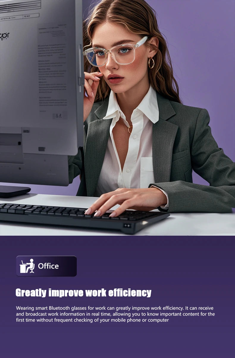 Smart Glasses: BT 5.3 Calls, Wireless Music, AI Voice, Camera & Polarized UV400 Lenses. Touch Control & Anti-blue Light.