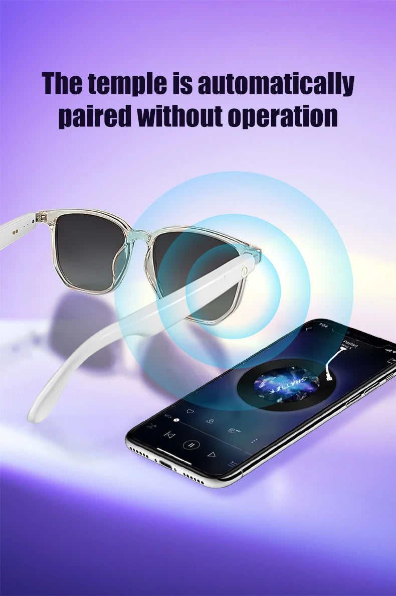 Smart Glasses: BT 5.3 Calls, Wireless Music, AI Voice, Camera & Polarized UV400 Lenses. Touch Control & Anti-blue Light.