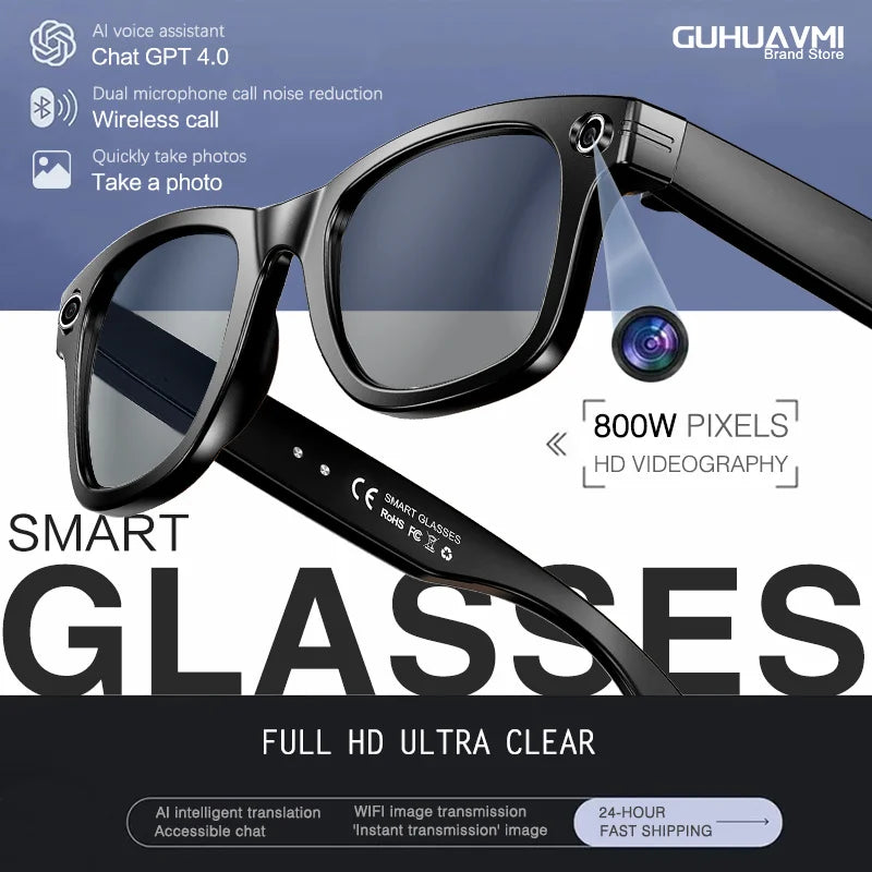 2026 Smart Glasses HD Photo Video OpenAI Record Translation Touch Photochromic Lenses Bluetooth Call Music Multifunction Glasses