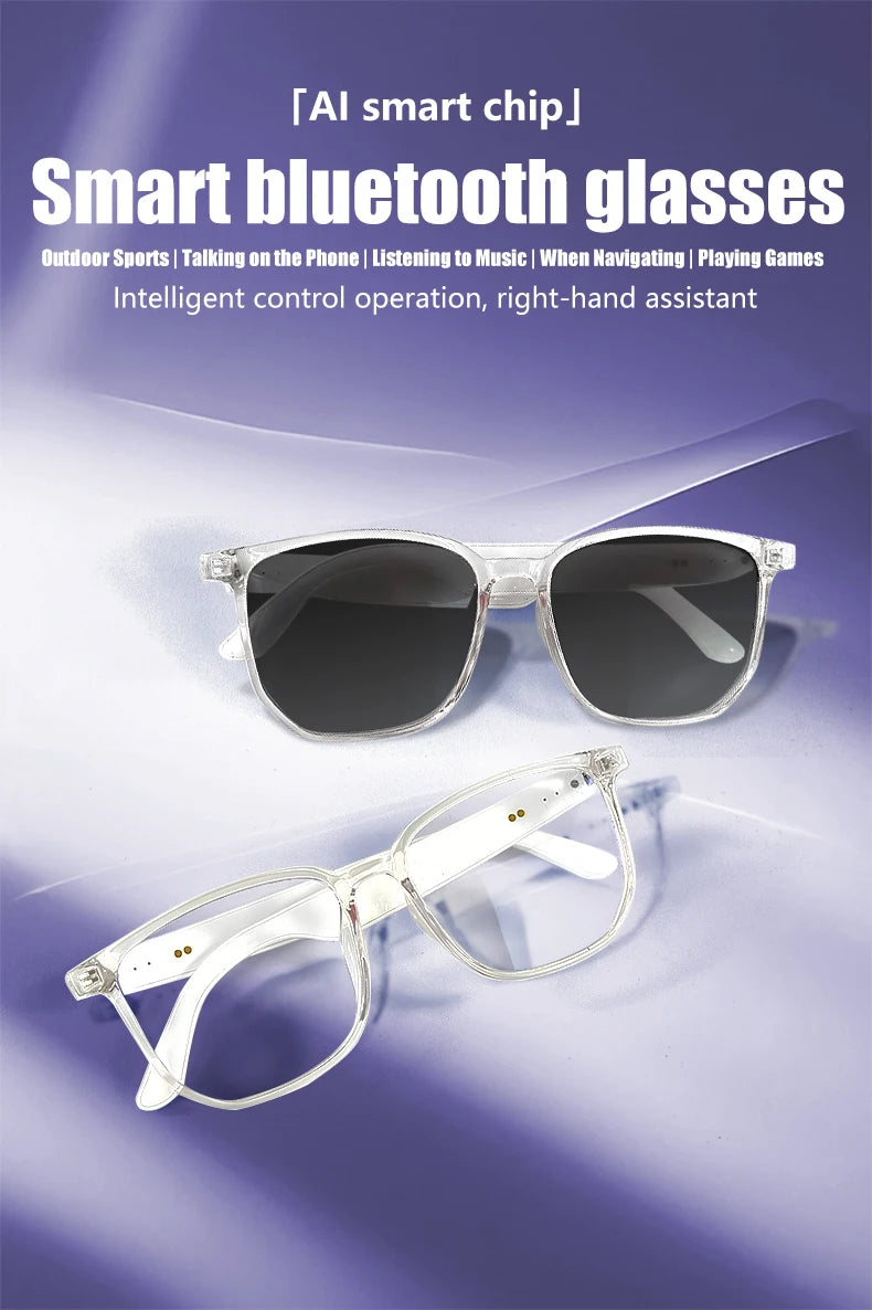 Smart Glasses: BT 5.3 Calls, Wireless Music, AI Voice, Camera & Polarized UV400 Lenses. Touch Control & Anti-blue Light.