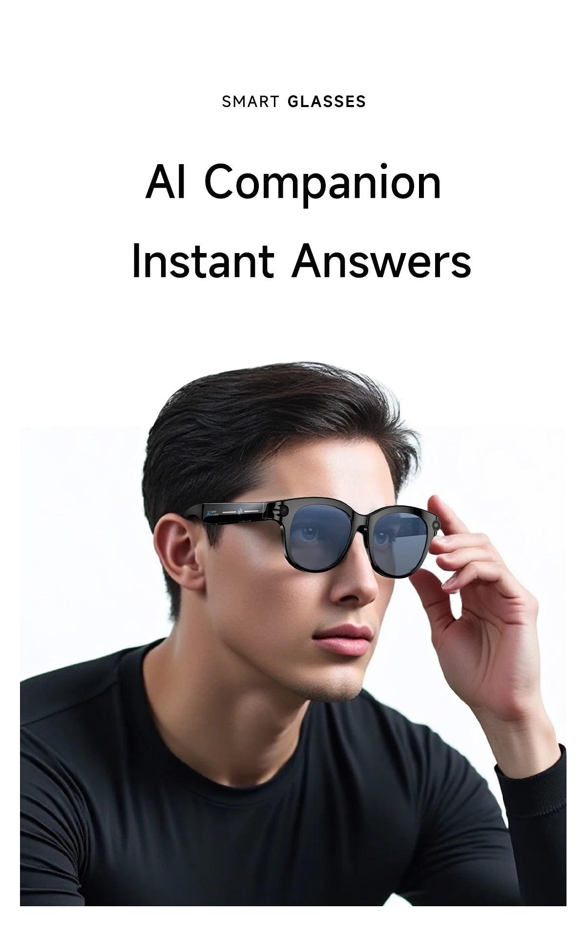 Smart Sunglasses for Men And Women with 200W HD Camera AI Photo Recognition Video Recording 290mAh Battery 512M Storage
