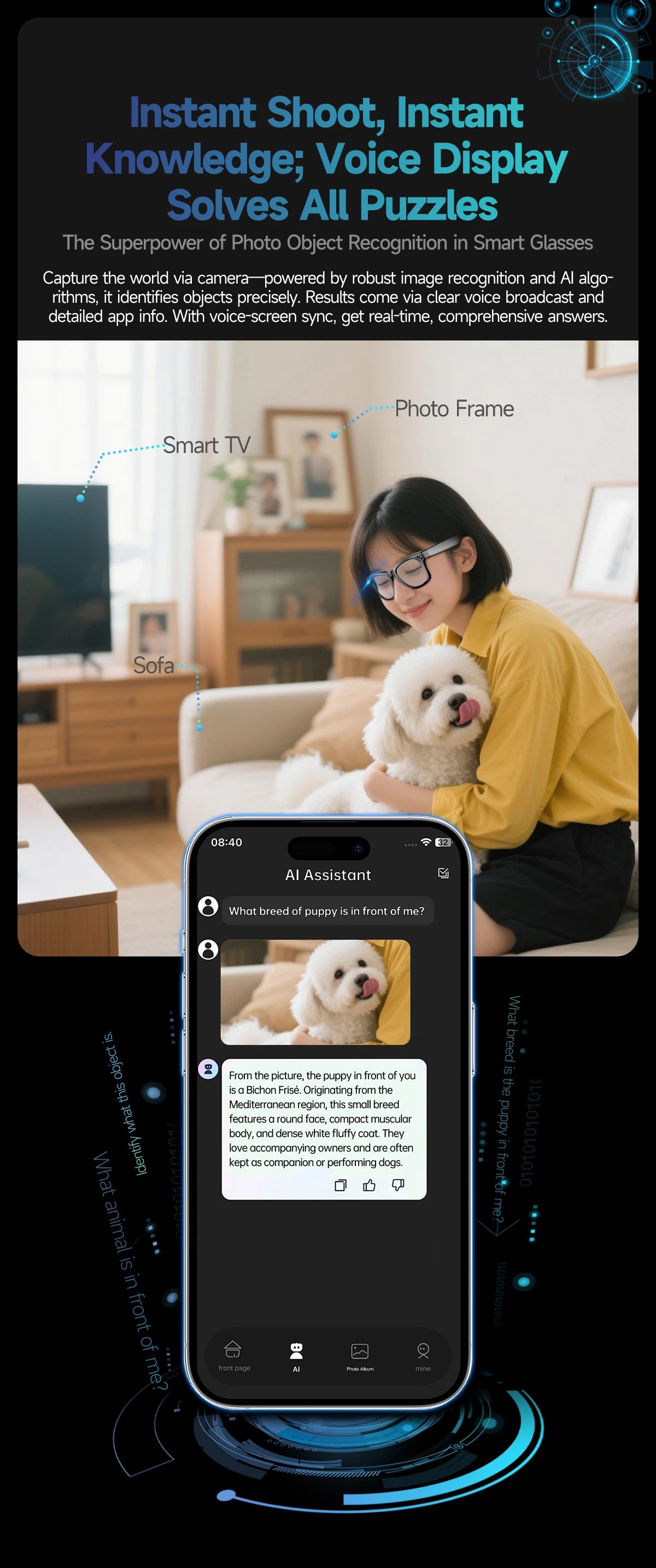 2026 Smart Glasses HD Photo Video OpenAI Record Translation Touch Photochromic Lenses Bluetooth Call Music Multifunction Glasses