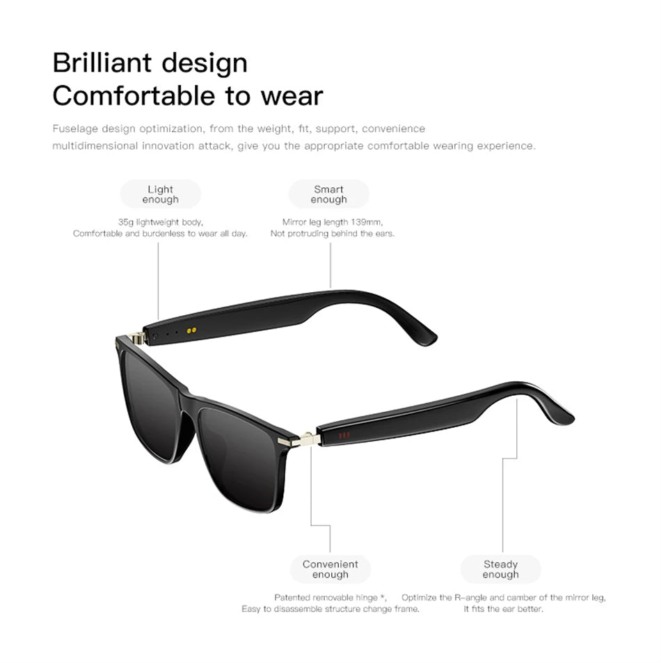 2025 New Smart Glasses M01 Bluetooth Sunglasses Black Technology Blue Light Filtering Polarized Lenses Life Waterproof For Men