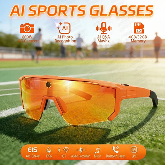 2026 New Smart Glasses Men 800W HD Photo Video Bluetooth Call Translation Anti Glare Running Baseball Sunglasses Cycling Glasses