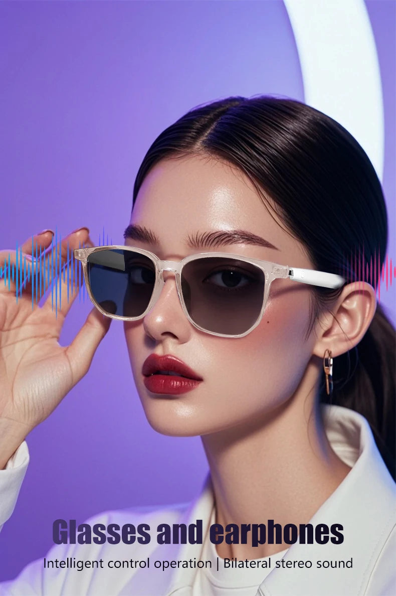 Smart Glasses: BT 5.3 Calls, Wireless Music, AI Voice, Camera & Polarized UV400 Lenses. Touch Control & Anti-blue Light.