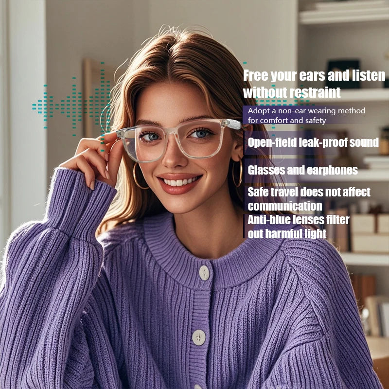 Smart Glasses: BT 5.3 Calls, Wireless Music, AI Voice, Camera & Polarized UV400 Lenses. Touch Control & Anti-blue Light.